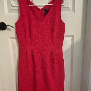 Ann Taylor Textured dark coral Midi Dress